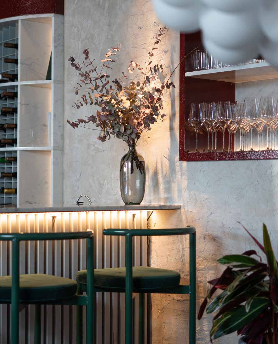 Elegant dining interior at Taste of Istanbul — stylish bar area with warm lighting and Turkish hospitality ambiance in Dubai