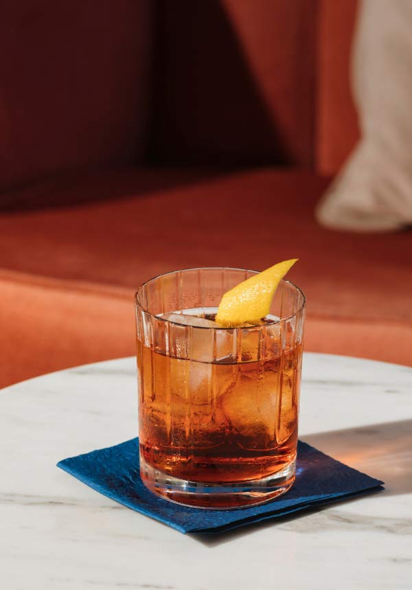 Classic cocktail with orange garnish served at Taste of Istanbul Turkish restaurant Dubai