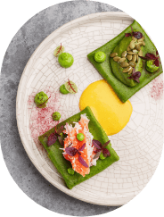 Turkish mezze appetizer platter with salmon tartare and green herb sauce at Taste of Istanbul Dubai