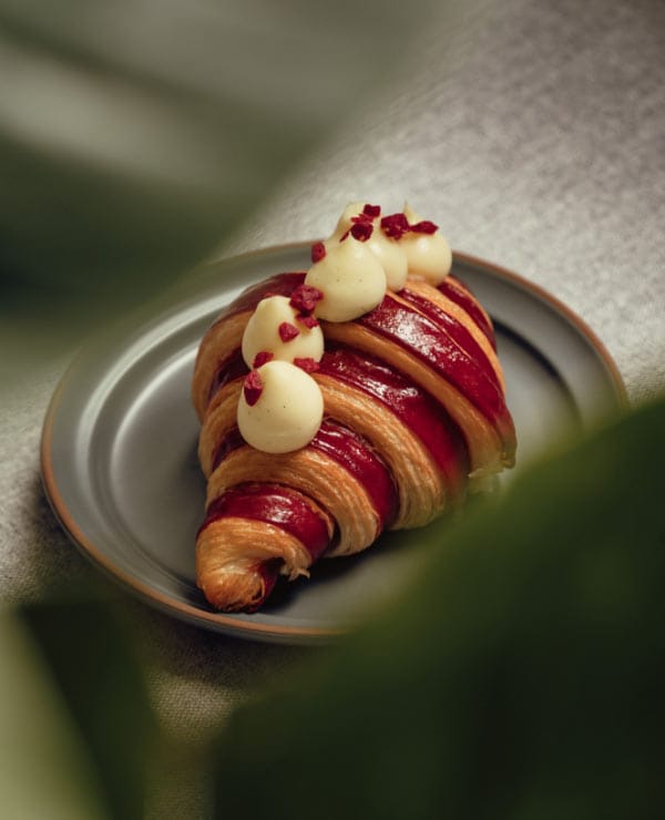 Traditional Turkish dessert pastry with caramelised fruit and cream at Taste of Istanbul Dubai